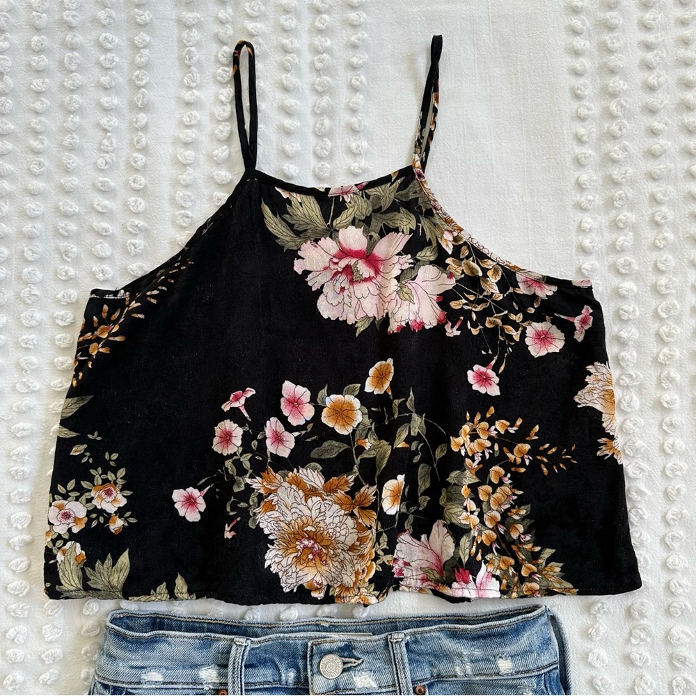 Anthropologie Maeve Halter Cropped Floral Cami Size 0